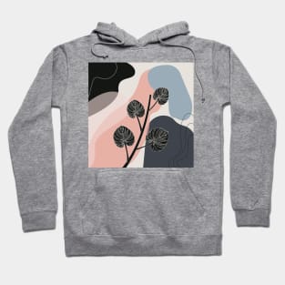 Abstract modern art black leaf branch with colored background, cute creative artwork Hoodie